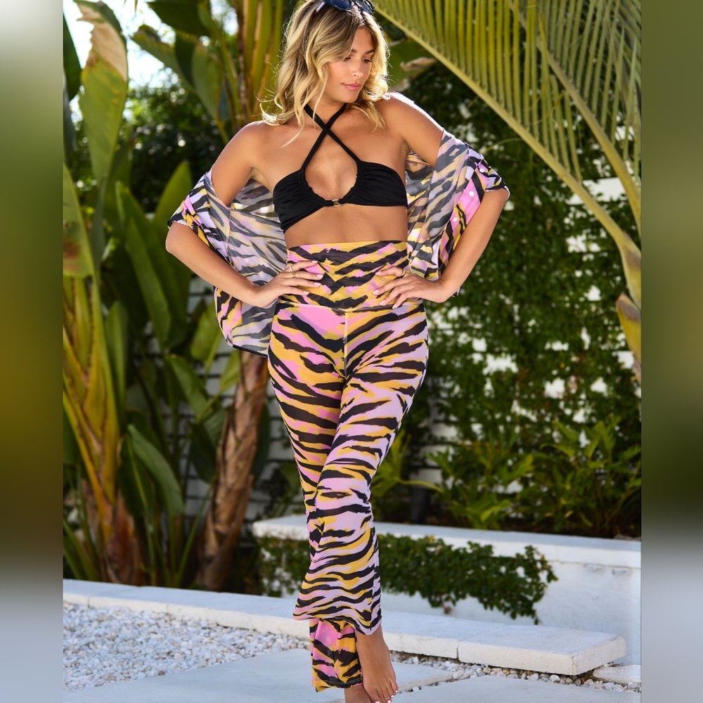 Beach Bunny Clara Cover up Pant Foldover Cabana Animal NWT medium